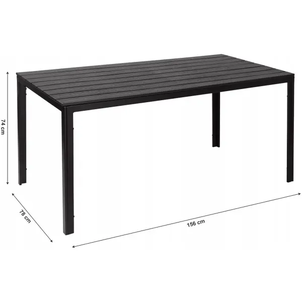 Hagebord 6-personer 156x78 cm polywood møbler til terrasse Svart - Bilde 5