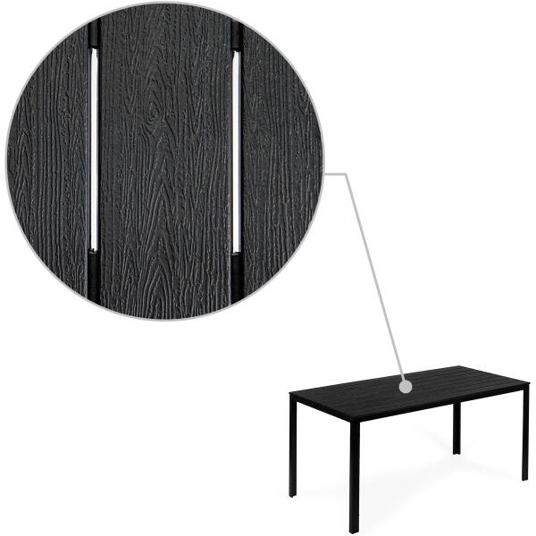 Hagebord 6-personer 156x78 cm polywood møbler til terrasse Svart - Bilde 6
