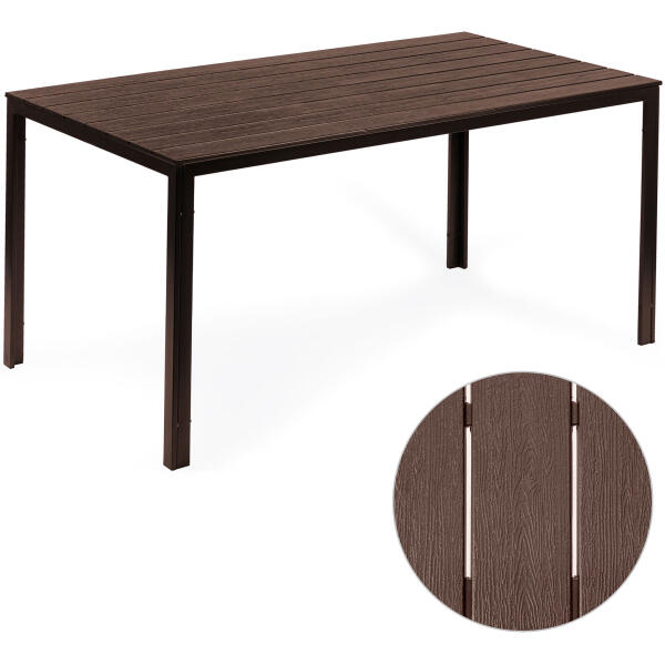 Hagebord 6-personer 156x78 cm polywood møbler til terrasse Brun