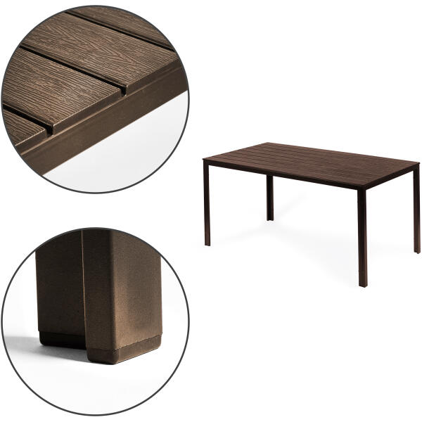 Hagebord 6-personer 156x78 cm polywood møbler til terrasse Brun - Bilde 8