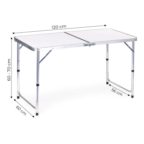 Campingbord sammenleggbart turbord hvit topp 120x60 cm MultiGarden Hvit - Bilde 10
