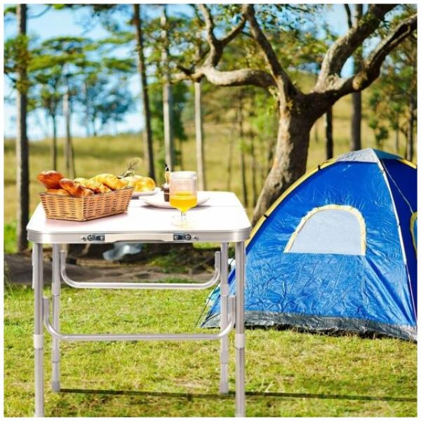 Campingbord sammenleggbart turbord hvit topp 120x60 cm MultiGarden Hvit - Bilde 2