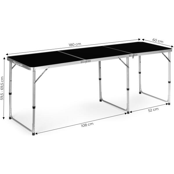 Turistbord sammenleggbart campingbord 180x60 cm MultiGarden Svart - Bilde 7