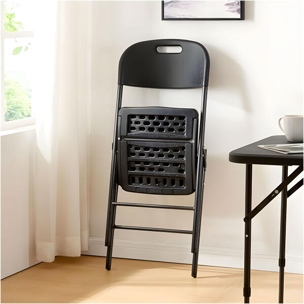 Komplett sett med 4 sammenleggbare stoler catering metall HDPE ModernHome Svart - Bilde 3