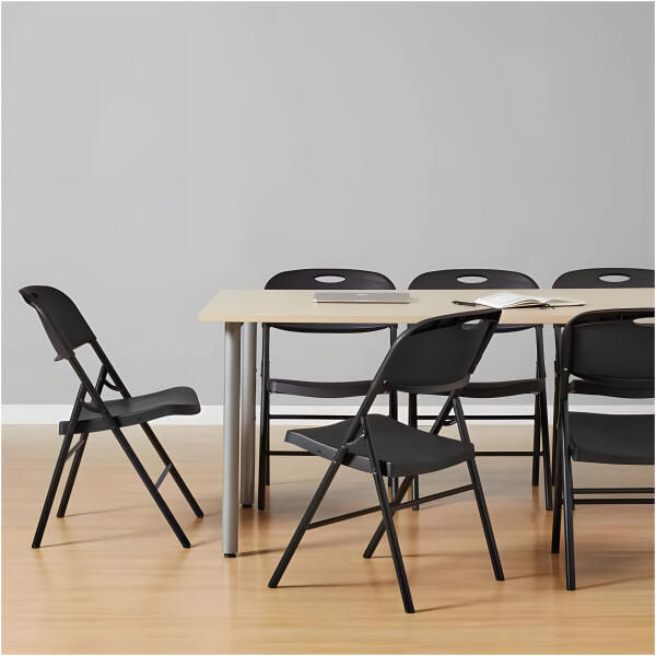 Komplett sett med 4 sammenleggbare stoler catering metall HDPE ModernHome Svart - Bilde 2