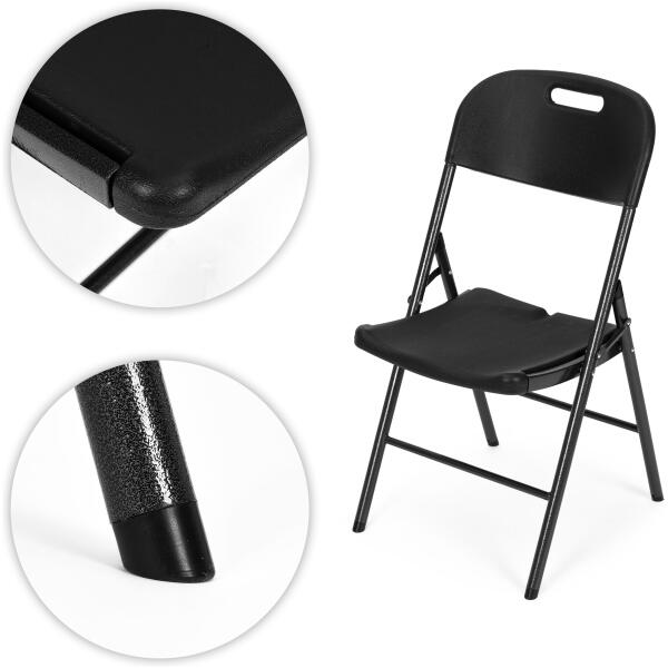 Komplett sett med 4 sammenleggbare stoler catering metall HDPE ModernHome Svart - Bilde 9