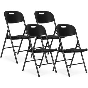Komplett sett med 4 sammenleggbare stoler catering metall HDPE ModernHome Svart