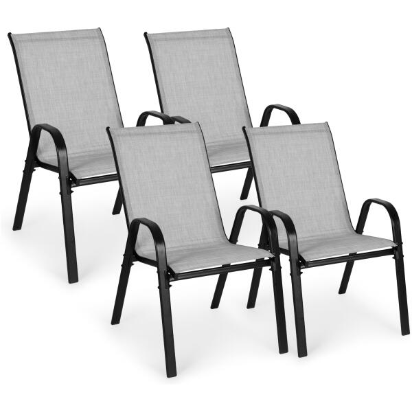 Sett med 4 hagestoler for terrasse balkong MultiGarden Lys grå