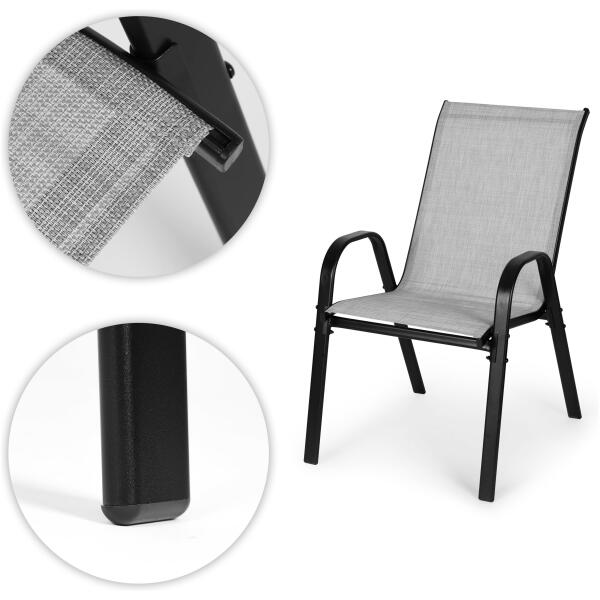 Sett med 4 hagestoler for terrasse balkong MultiGarden Lys grå - Bilde 7