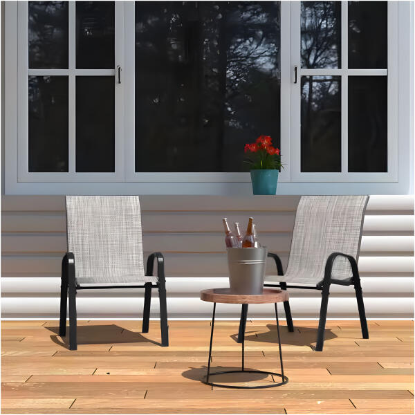 Sett med 4 hagestoler for terrasse balkong MultiGarden Lys grå - Bilde 8
