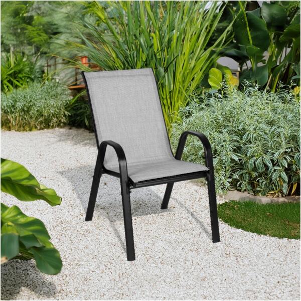 Sett med 4 hagestoler for terrasse balkong MultiGarden Lys grå - Bilde 9