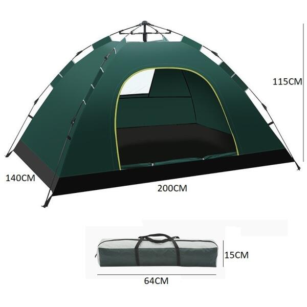 Sammenleggbar campingtelt 2-3 personer 200x140x115cm BAL12 Grønn - Bilde 7