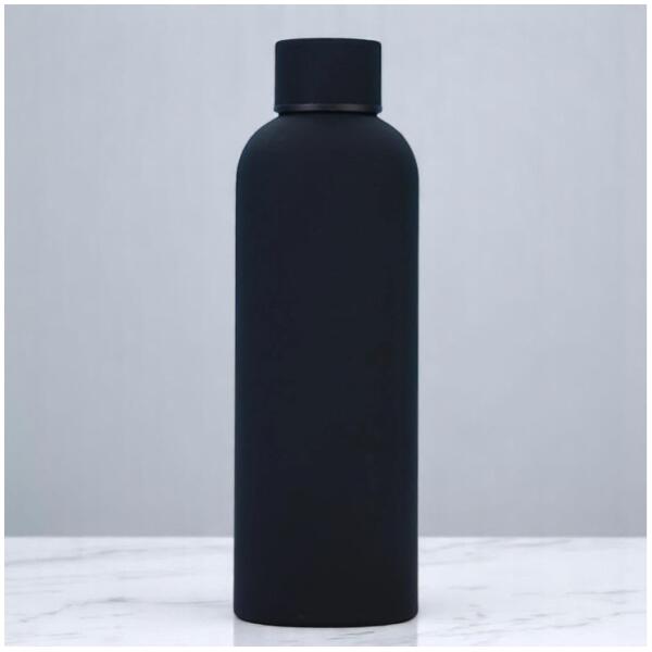 Bidon termoflaske 500 ml rustfritt stål med soft touch belegg Svart - Bilde 3