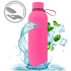 Bidon termoflaske 500 ml rustfritt stål soft touch Fuksia