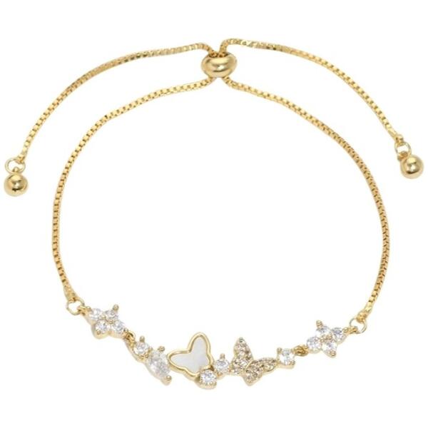 Armbånd rustfritt stål belagt med 14k gull ZIRKONER BST1530 sommerfugler Gull - Bilde 2