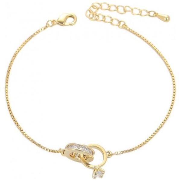 Armbånd i kirurgisk stål belagt med 14k gull Ring med cubic zirconia BST1533 Gull - Bilde 2