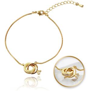 Armbånd i kirurgisk stål belagt med 14k gull Ring med cubic zirconia BST1533 Gull