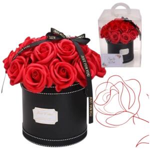 Flower box bukett av duftende såpeblomster i eske 21stk BUK08 Rød