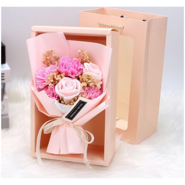 Bukett av duftende såpeblomster i eske 6 stk flower box Rød - Bilde 3