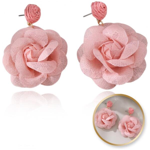 Hengende øredobber imponerende blonder blomst stift rose Rosa