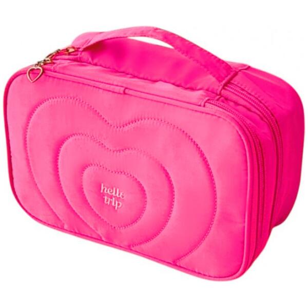 Dame kosmetikkveske quiltet koffert med håndtak 24x9x15 cm KS132R - Bilde 2