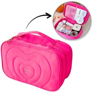 Dame kosmetikkveske quiltet koffert med håndtak 24x9x15 cm KS132R