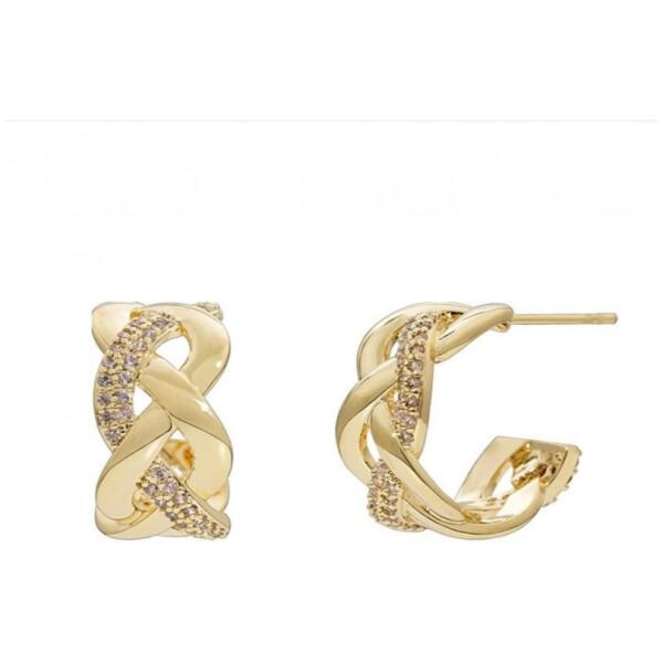 Øredobber i edelstål belagt med 14k gull med cubic zirconia stift sølv S925 KST3327 Gull - Bilde 4