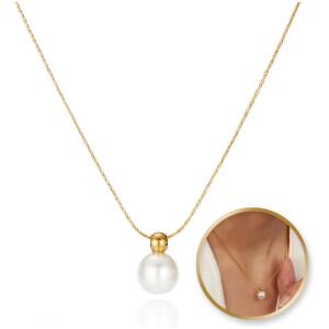 Halskjede edelstål forgylt med 14k gull elegant PERLE NST2147 Gull