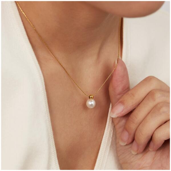 Halskjede edelstål forgylt med 14k gull elegant PERLE NST2147 Gull - Bilde 3