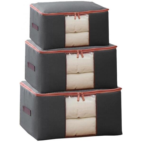 Trekk kiste for sengetøy klær organisator bag XL 60x40x30 cm OR106 GRAFIT - Bilde 3