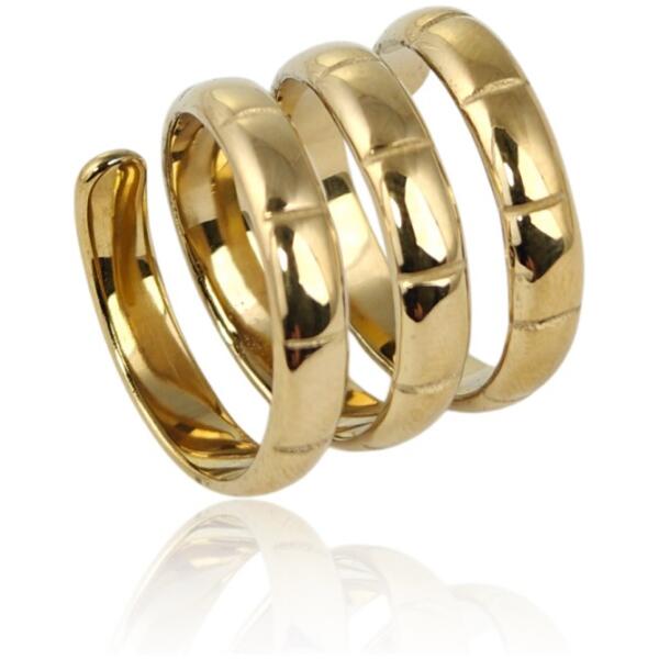Ring kirurgisk stål belagt med gull spiral PST944 Ringstørrelse US7 EU14 Gull - Bilde 2