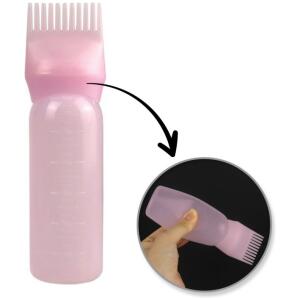 Kam flaskeapplikator børste med måleskala for hårtonic hårfarge og hårmasker 60 ml SCZ06R Rød