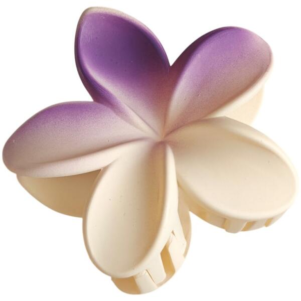 Hårklemme XL blomst OMBRE matt krem med lilla 7,5 x 8cm SP402 Fiolett - Bilde 3