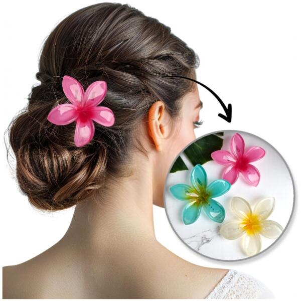 Hårspenne klemme XL KLIPS blomst 6 cm SP403 Rosa
