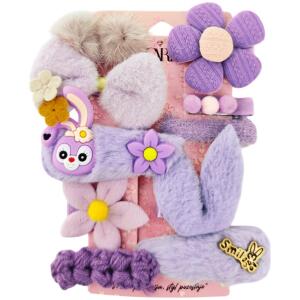 Sett pakke 10-i-1 hårnåler klips fluffy SP409 Fiolett