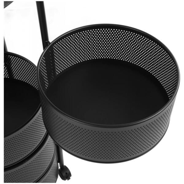 Femnivå roterende kurv på hjul 33x90,5 cm metall Svart - Bilde 8