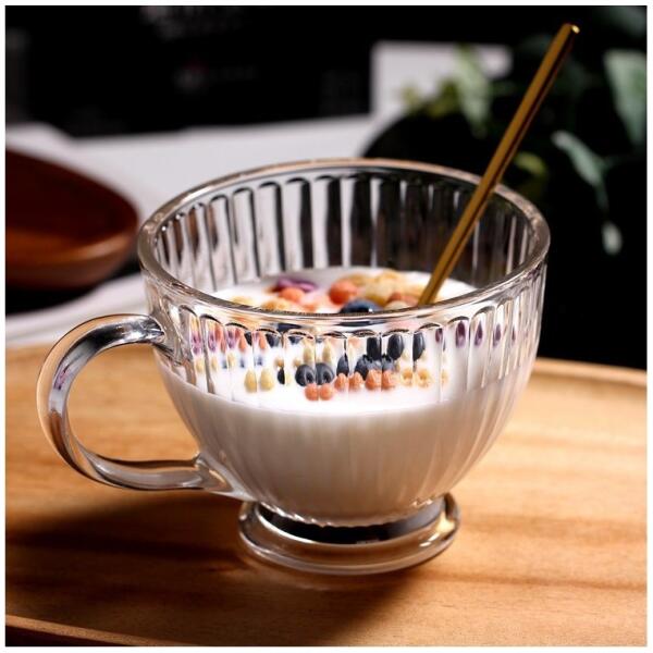 Sett med 6 store rillete glasskopper 380ml - Bilde 6