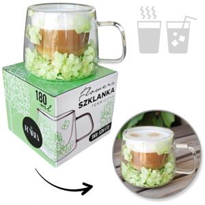 Termoglass med hortensia inni 180 ml 1 stk Grønn