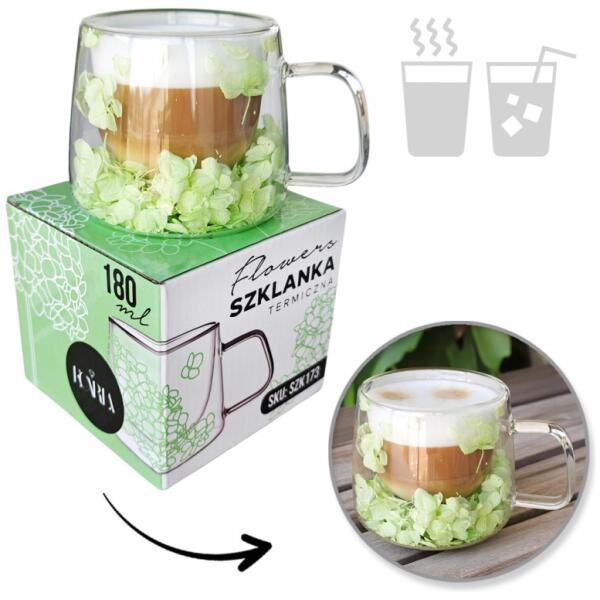 Termoglass med hortensia inni 180 ml 1 stk Grønn