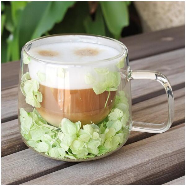 Termoglass med hortensia inni 180 ml 1 stk Grønn - Bilde 2