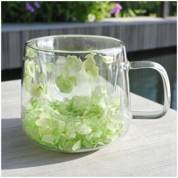 Termoglass med hortensia inni 180 ml 1 stk Grønn - Bilde 3