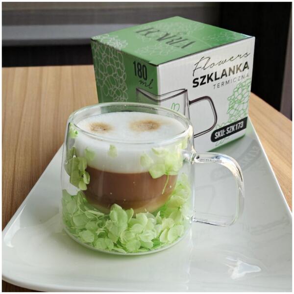 Termoglass med hortensia inni 180 ml 1 stk Grønn - Bilde 4