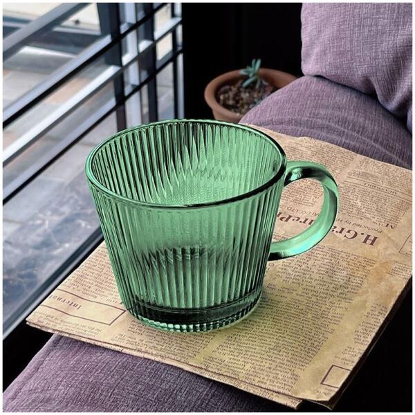 Kopp glass riflet stor 380 ml 1 stk Flaskegrønn - Bilde 6