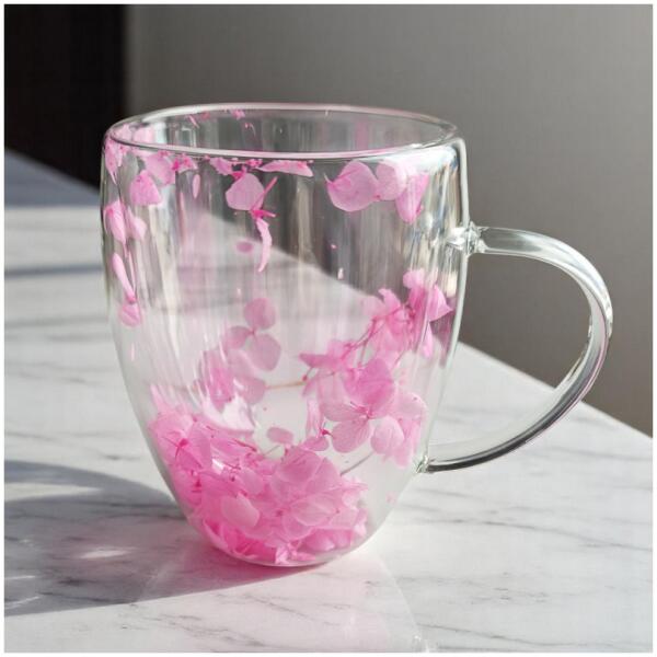 Termokopp med hortensia inne rose 300 ml 1 stk Rosa - Bilde 3