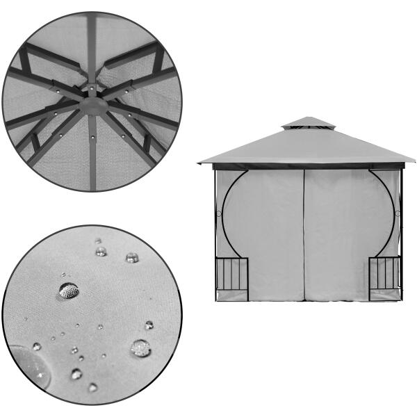 Hagepaviljong telt lysthus 3x3m 4 hele vegger MultiGarden - Bilde 7