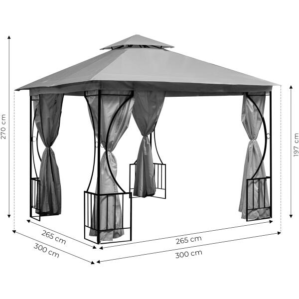 Hagepaviljong telt lysthus 3x3m 4 hele vegger MultiGarden - Bilde 9