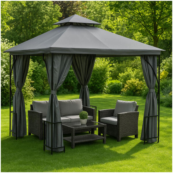 Hagepaviljong telt lysthus 3x3m 4 hele vegger MultiGarden - Bilde 8