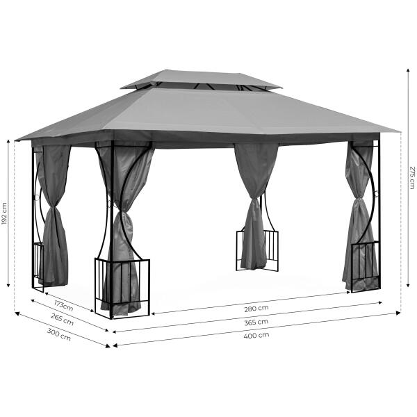 Hagepaviljong lux lysthus 3x4m myggnett og hele vegger MultiGarden - Bilde 10