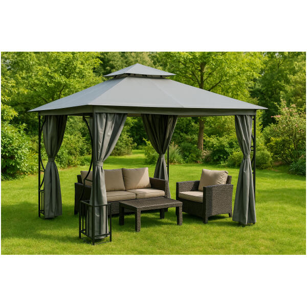 Hagepaviljong lux lysthus 3x4m myggnett og hele vegger MultiGarden - Bilde 9