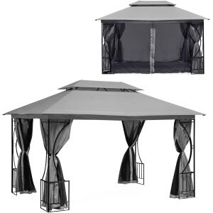 Hagepaviljong lux lysthus 3x4m myggnett og hele vegger MultiGarden
